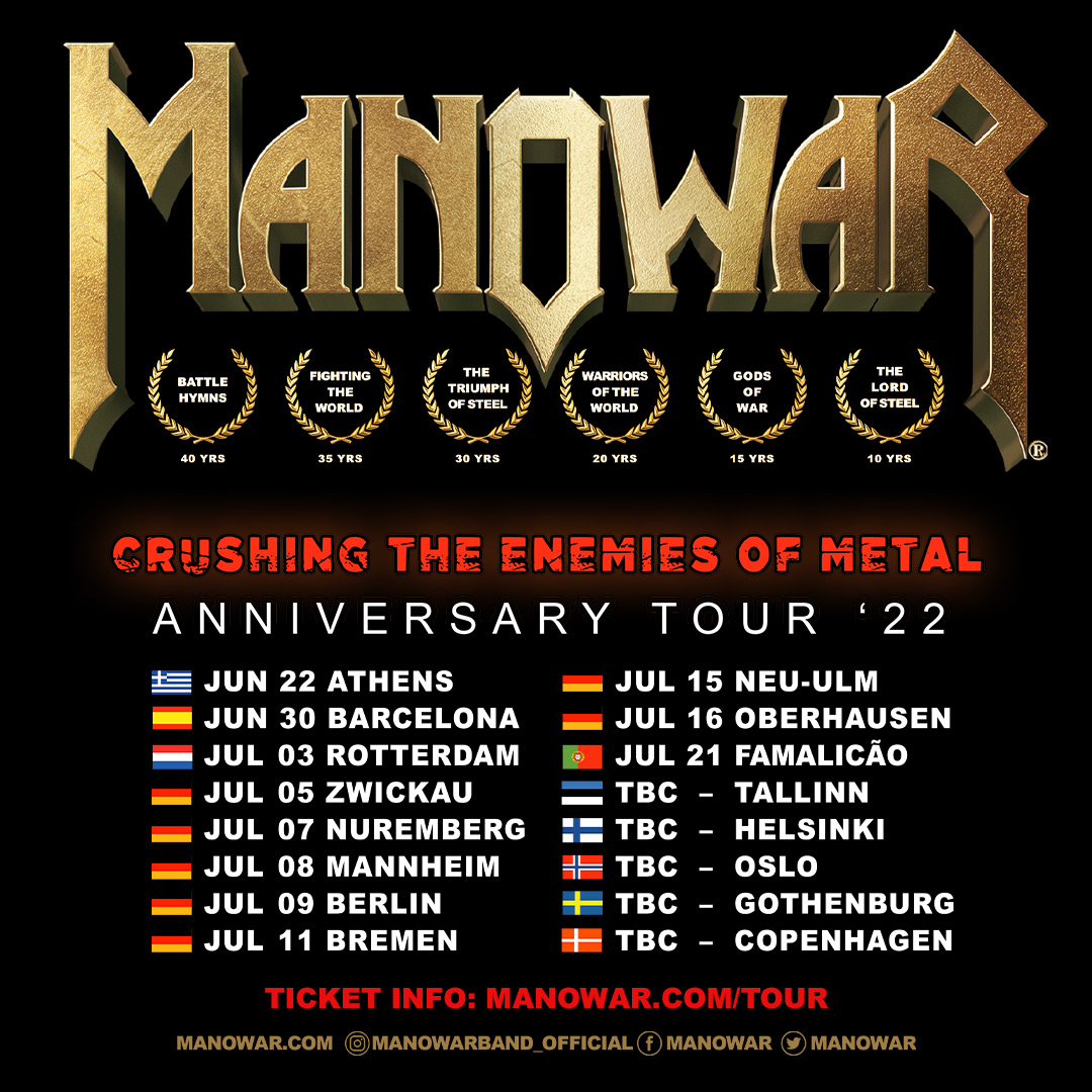 MANOWAR Reschedule Spring Leg Of 2022 Tour Due To COVID19 Restrictions