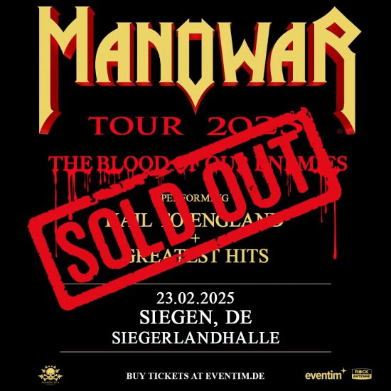 Manowarriors – our Siegen show on February 23, 2025 is SOLD OUT 🇩🇪 Hail to our German Immortals. We're looking forward to an epic night with you! 🔥