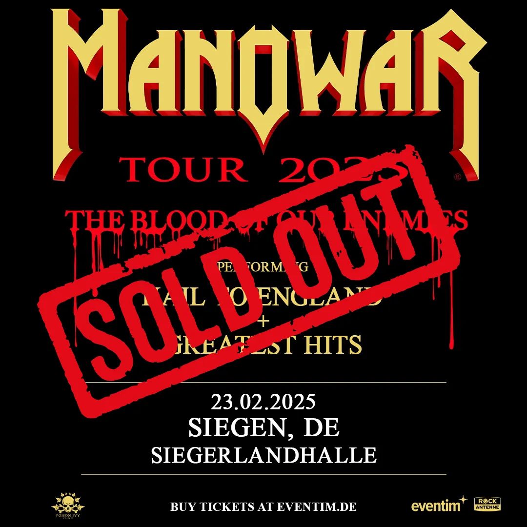 Manowarriors – our Siegen show on February 23, 2025 is SOLD OUT 🇩🇪 Hail to our German Immortals. We're looking forward to an epic night with you! 🔥